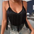 Sexy Tassels Women's Halter Crop Top Women Fashion Sleeveless Short T-shirt Top 2025 Summer Female Chic Street Tees Top