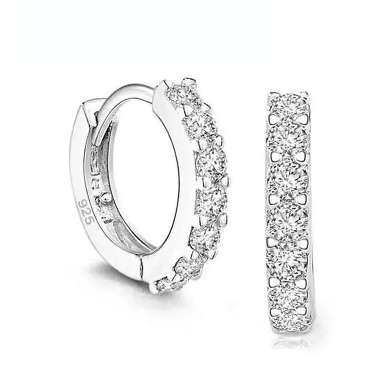 Big Sale 925 Sterling Silver Loop Hoop Earrings Candy Color Cubic Zircon Charms Women Jewelry Wedding Accessory Brincos