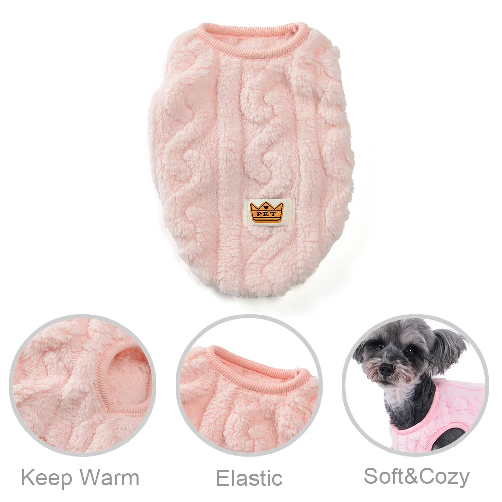 Fleece Warm Dog Cloth Sleeveless Soft Cozy Plush Vest Puppy Winter Overall for Small Medium Pet Sweatshirt  for Dog and Cat
