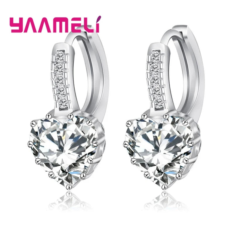 Big Sale 925 Sterling Silver Loop Hoop Earrings Candy Color Cubic Zircon Charms Women Jewelry Wedding Accessory Brincos