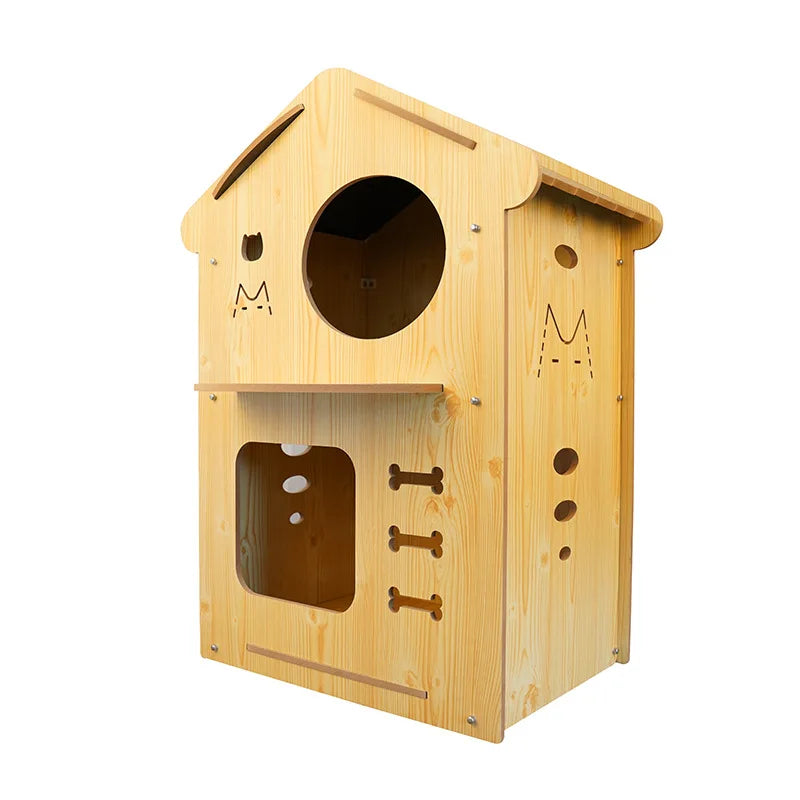 Pet Villa Wooden House Bedroom Home Wooden Splicing Assembly Cat and Dog Universal Villa House Indoor Pet Items