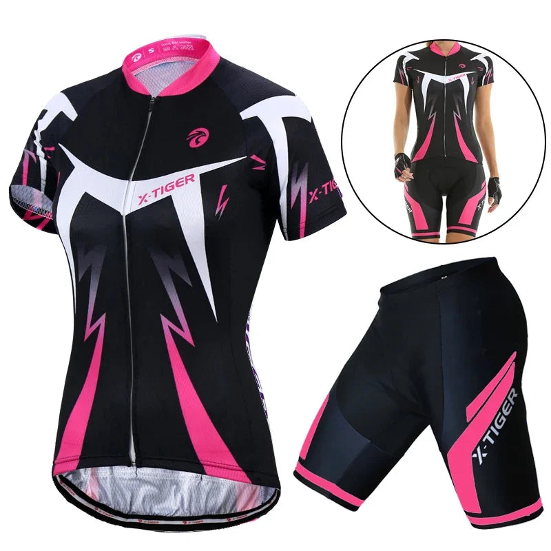 X-Tiger Pro Women Cycling Jerseys Sets MTB Bike Cycling Clothing Breathable Mountian Bicycle Clothes Summer Bike uniform Wear