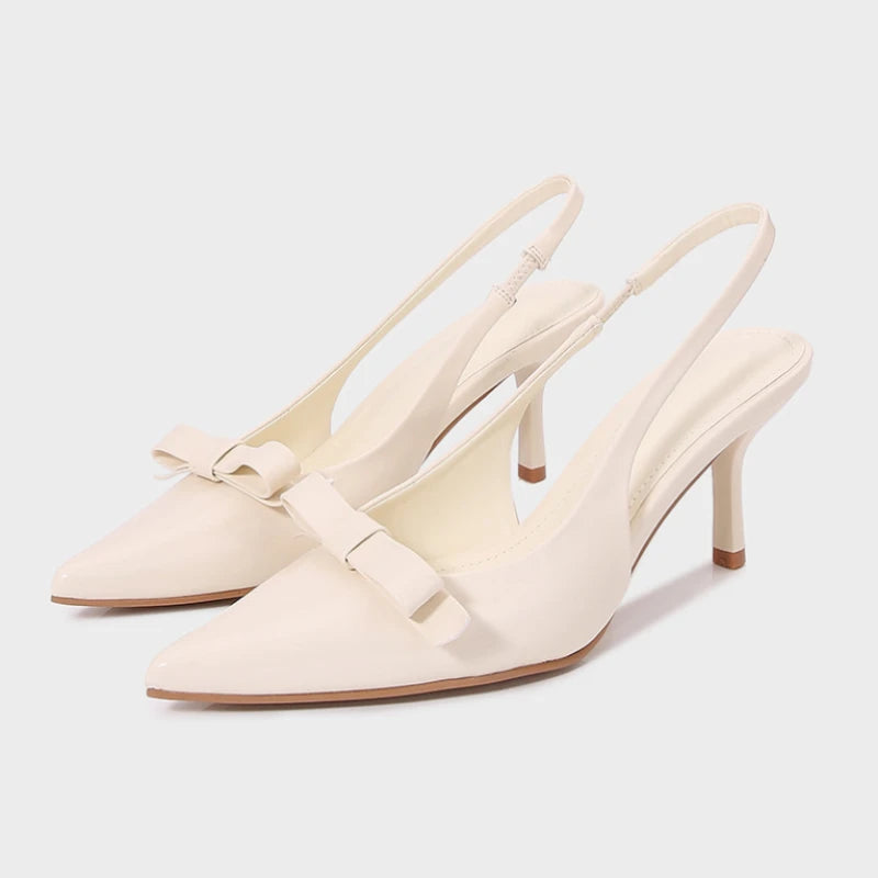 Summer High Heeled Sandals for Women Elegant Bow Decoration Fashion Party Wedding Slingback Sexy Stiletto Ladies Dress Shoes