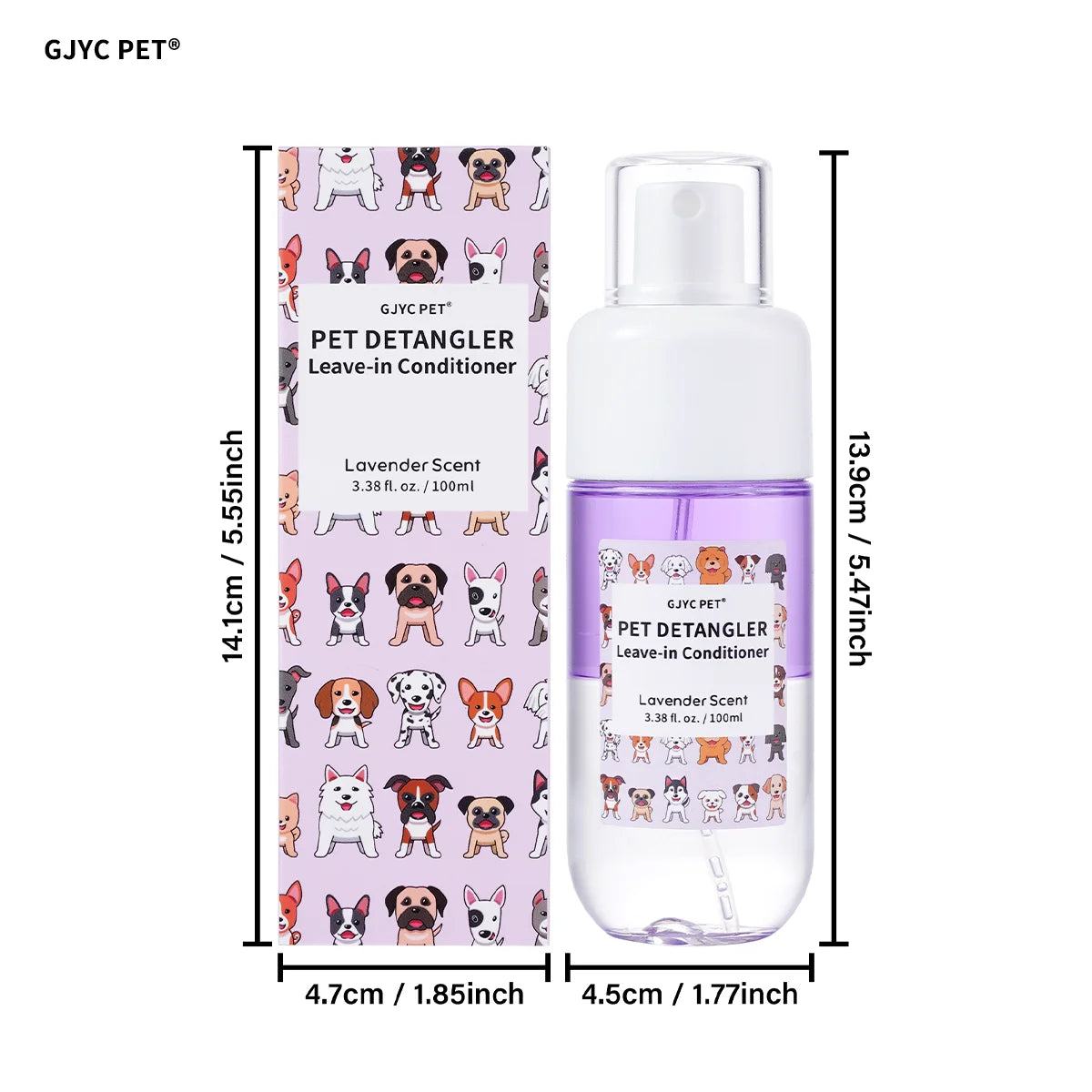 Pet Hair Detangler Spray 120ml Lavender Scent Alcohol Free Detangles Smooths Softens For All Breeds Dogs Cats Daily Grooming