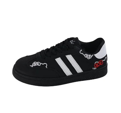 Women's Casual Shoes Cute Kitten Embroidery Soft Bottom Non-slip Comfortable De Training Shoes New Hundred Fashion Plate Shoes