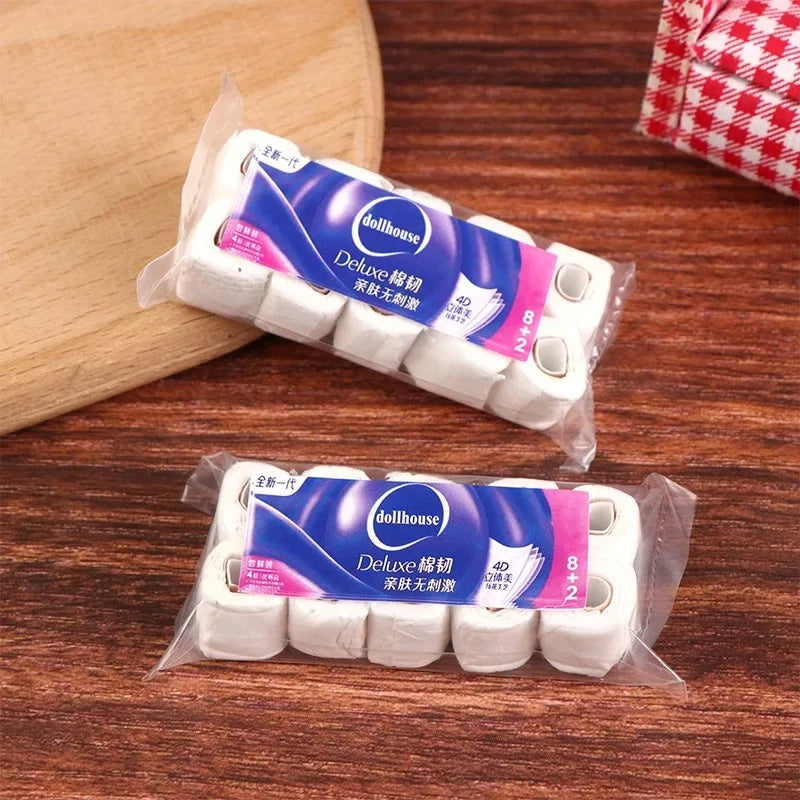 1:12 Dollhouse Miniature Toilet Hygienic Paper Towel Roll Papers Model Roll of Tissue Home Decor Toy Doll House Accessories Toys