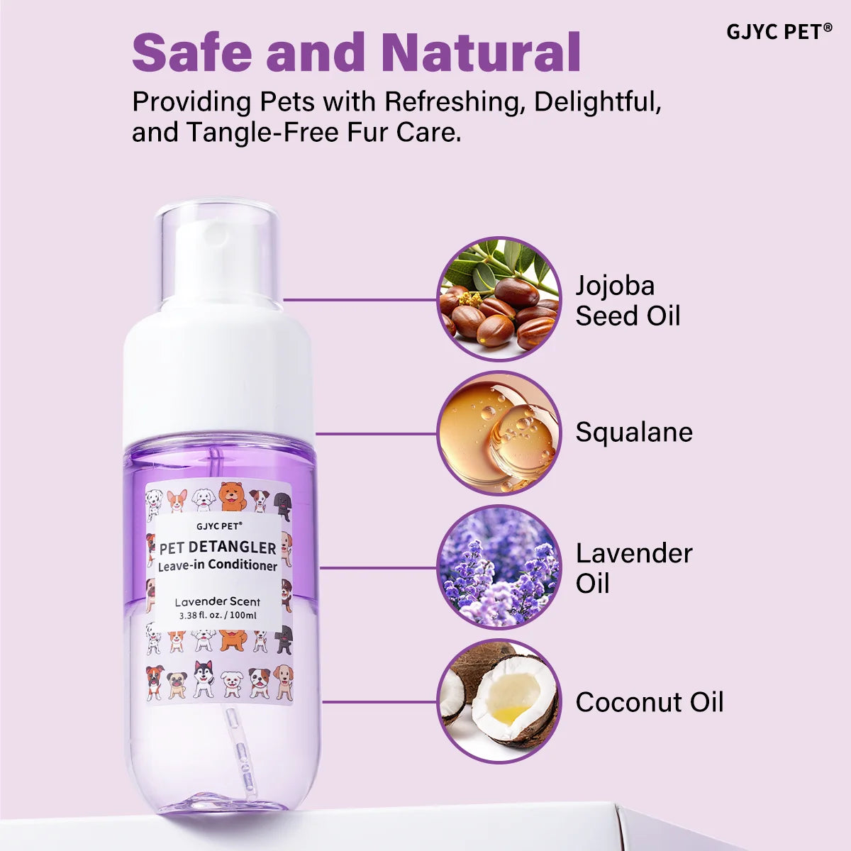 Pet Hair Detangler Spray 120ml Lavender Scent Alcohol Free Detangles Smooths Softens For All Breeds Dogs Cats Daily Grooming