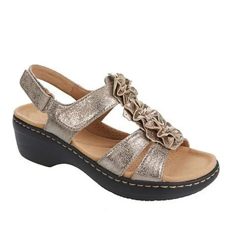 Summer Sandals Women 2022 New Flower Wedge Platform Orthopedics Shoes Retro Rome Casual Comfortable Peep Toe Sandalias De Mujer