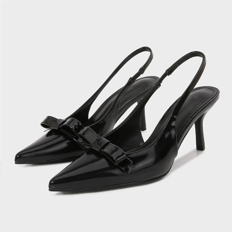 Summer High Heeled Sandals for Women Elegant Bow Decoration Fashion Party Wedding Slingback Sexy Stiletto Ladies Dress Shoes