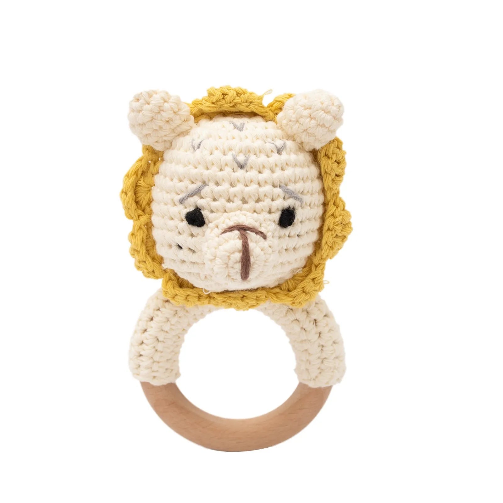 Let's Make Baby Rattles Crochet Bunny Rattle Toy Wood Ring Baby Teether Rodent Baby Gym Mobile Newborn Educational Rattles Toys