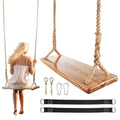 Waterproof Wooden Tree Swing 500lbs Load Capacity Wooden Swing For Adults Kids Adjustable Height Hanging Swing Seat For Garden