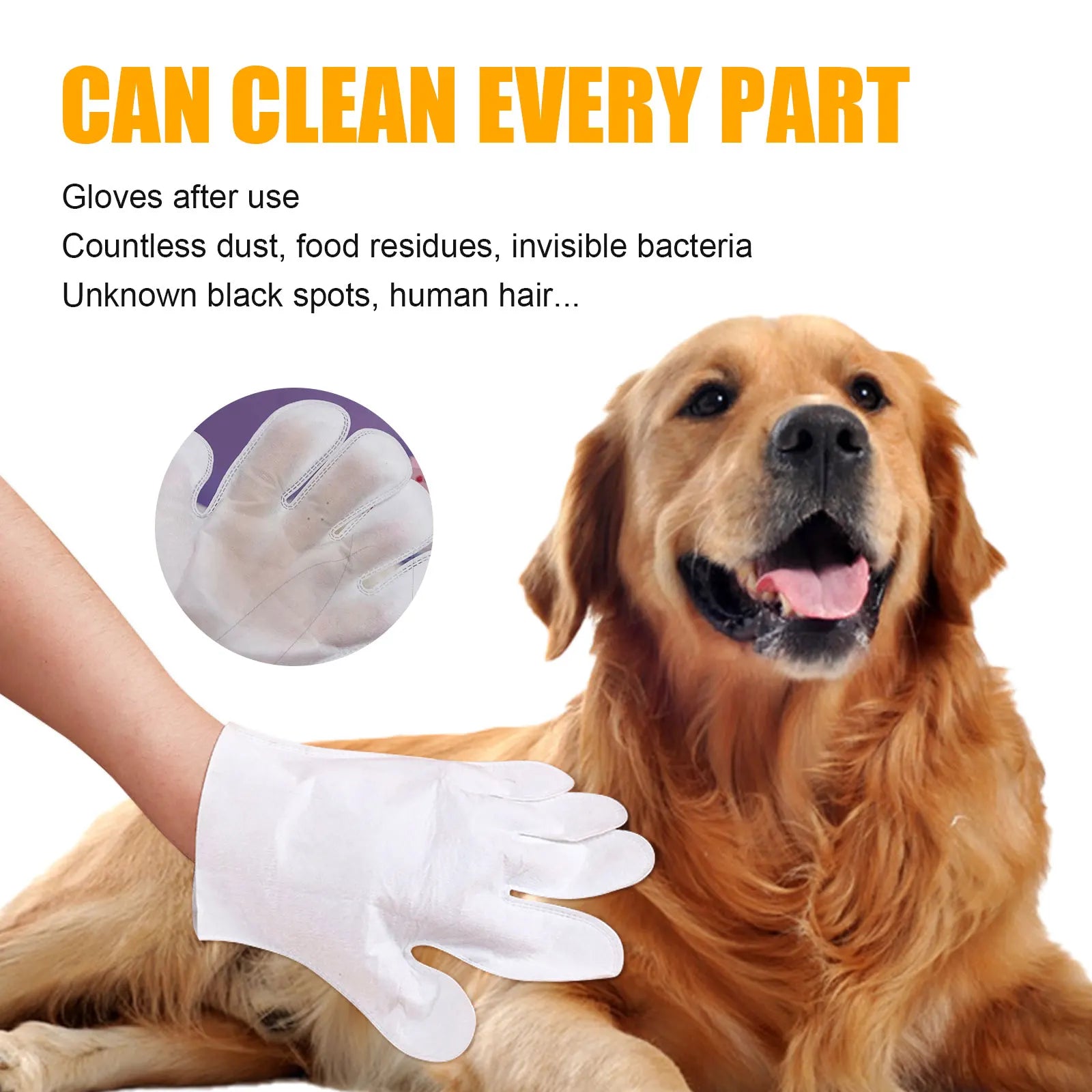 Pet Wash Free Cleaning Gloves Towels Removing Stubborn Dirt Eliminating Odors Smoothing Hair No Rinse Washing Gloves Towels 6pcs