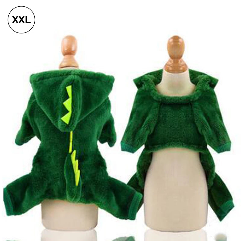 Pet Dog Clothes Funny Dinosaur Costumes Winter Warm Plush Coat Small Kitten Hoodie Puppy Dog Cloth gatos productos para mascotas