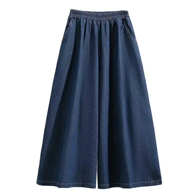 High Waist Wide Leg Jeans Skirt Mid-Length plus Size Women's Autumn Fashion A- Line Nine-Piece Pants Chinese Brand AE Stock
