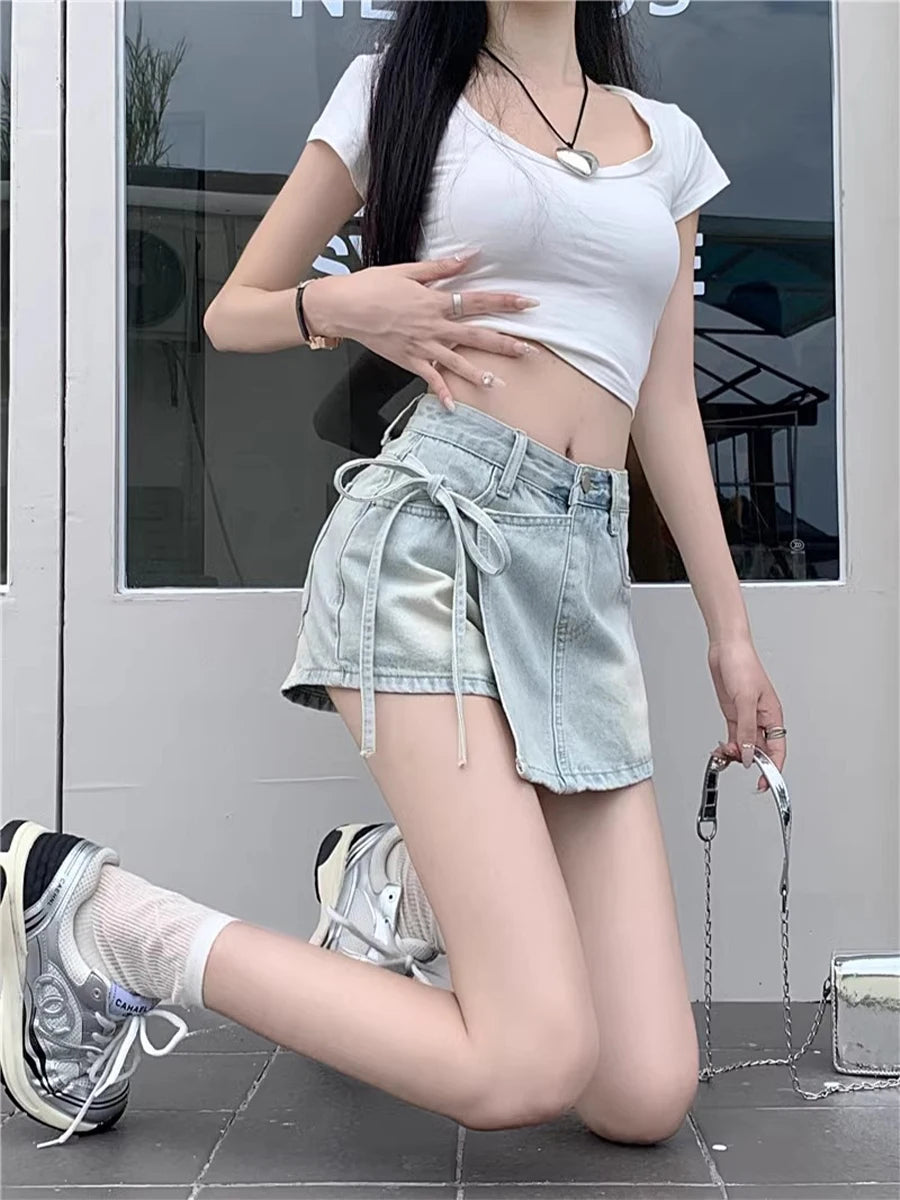 High Waist A-Line Denim Shorts Women's Summer New Style Half-length Skirt Sexy Girls Casual Comfortable Korean Version Short ...