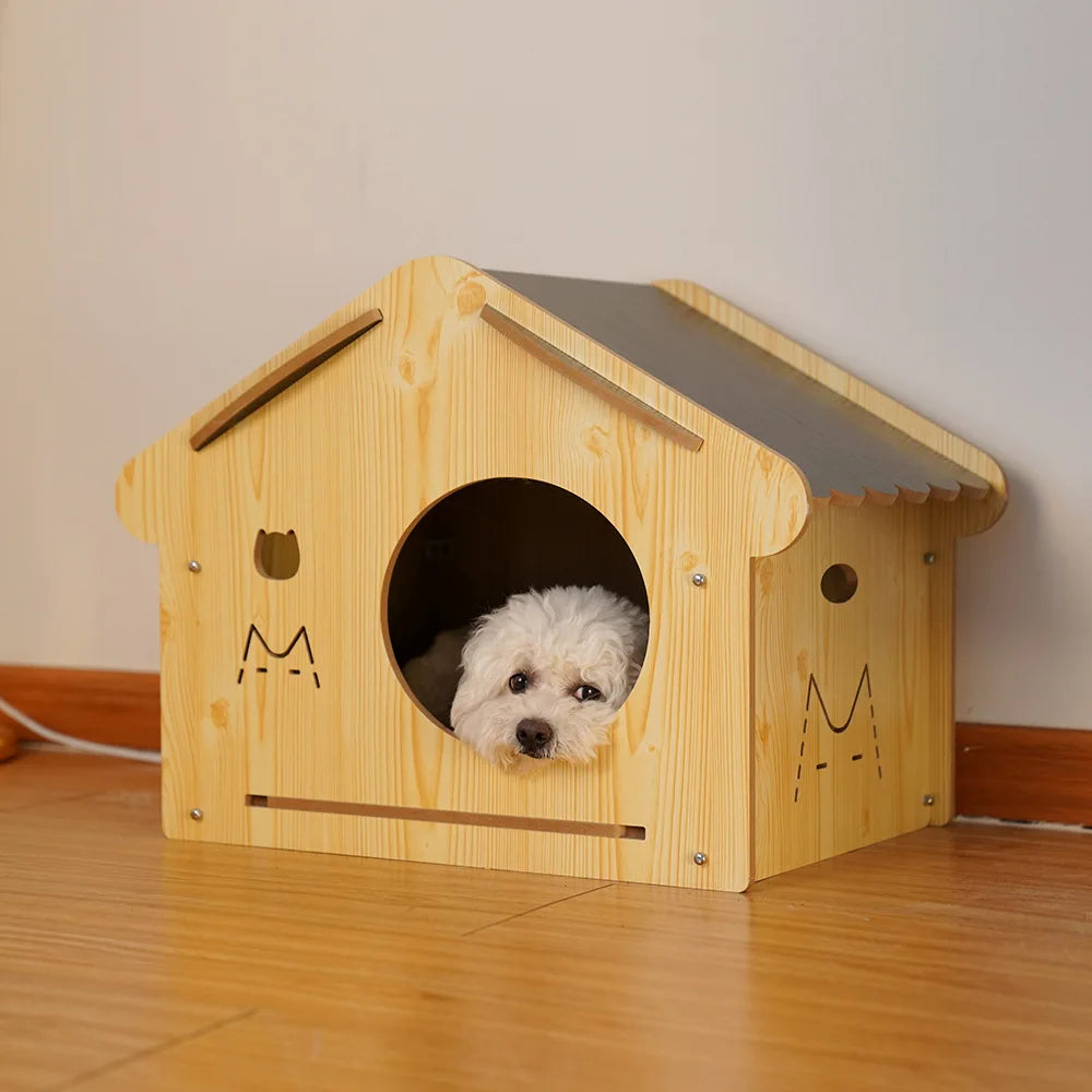 Pet Villa Wooden House Bedroom Home Wooden Splicing Assembly Cat and Dog Universal Villa House Indoor Pet Items