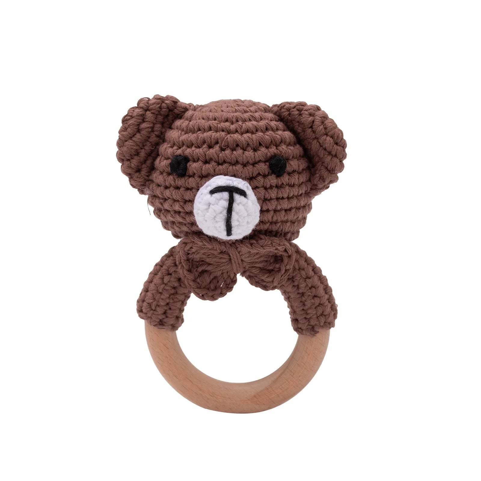 Let's Make Baby Rattles Crochet Bunny Rattle Toy Wood Ring Baby Teether Rodent Baby Gym Mobile Newborn Educational Rattles Toys