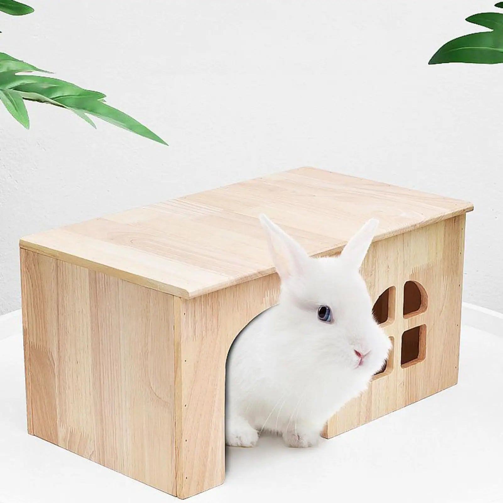 Bunny House Wooden Pet Cage Window Door Ventilated Small Animal Hut For Hamster Gerbil Chinchilla Hedgehog Ferret Resting