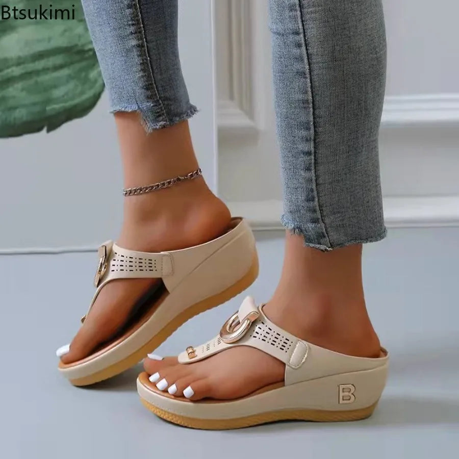 Summer Sandals Women 2026 Big Size Platform Sandals Wedges Flip Flops Shoes Comfortable Slippers Ladies Non-Slip Open Pantuflas