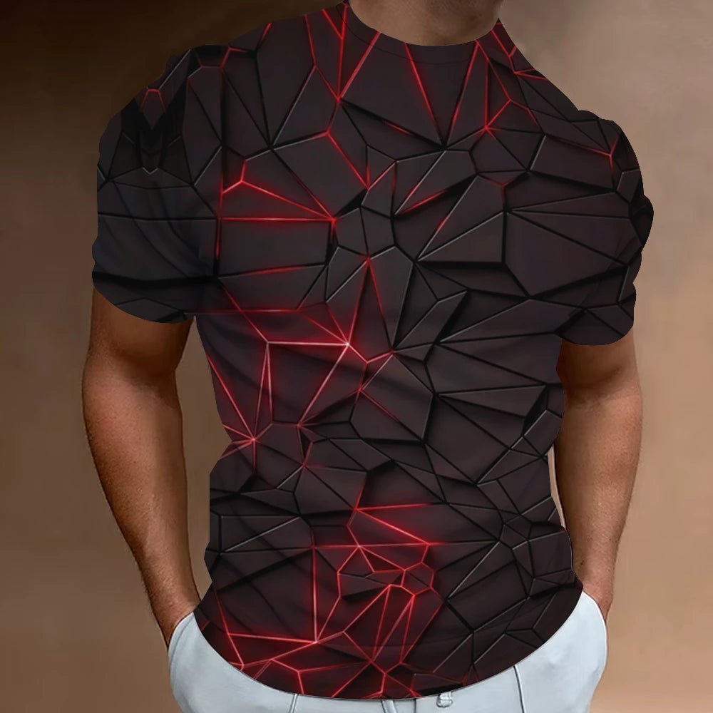Fashion T-Shirts For Men 3d Line Printed Men'S Clothing Street Designer Short Sleeved Oversized Top Tees Daily Casual Sportswear