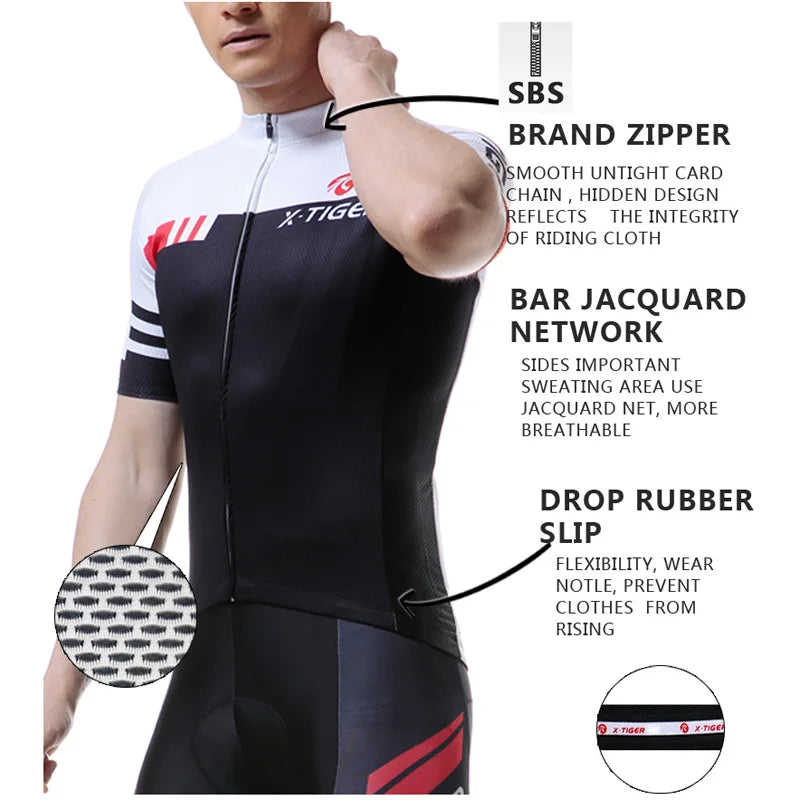 X-Tiger Cycling Sets Bike uniform Summer Cycling Jersey Set Road Bicycle Jerseys MTB Bicycle Wear Breathable Cycling Clothing