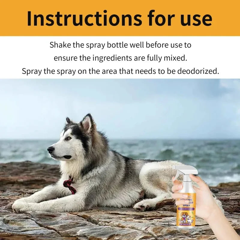 Pet Deodorant Spray 120ml Cleans Pet Odors Indoor Air Freshener Long Lasting Fragrance Deodorant for Cat and Dog Natural Formula