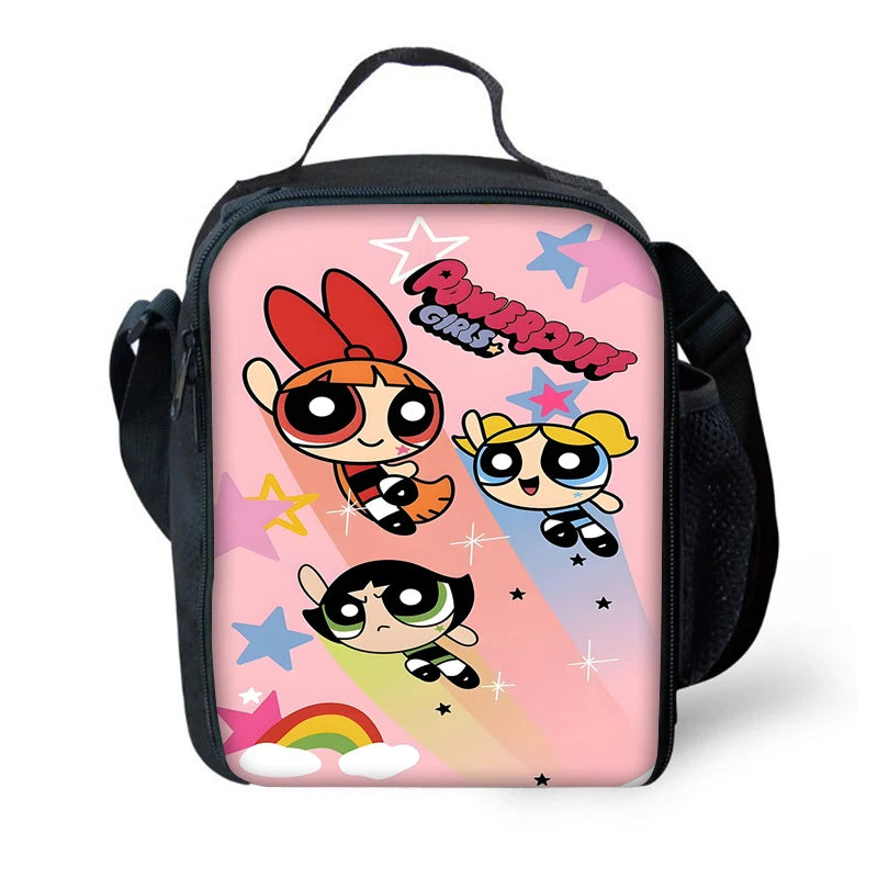 Child Cute Anime Powerpuffs Girlss School Backpack with Lunch Bags ,Pencil Bags ,School Bags for Boys Girls Best Gift