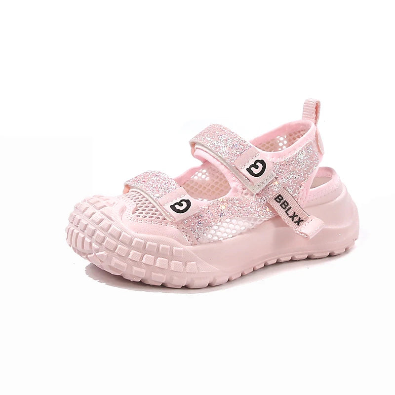 Summer Girls' Sports Sandals Comfortable and Soft Non-Slip and Breathable Outdoor Sports Sandals with Rhinestone Decorations