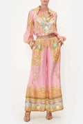 Swimsuit Cover Up Beach Women Dress Summer 2026 Kaftan Saida De Praia New Leisure Vacation Long Sleeved Pink Printed Shirt Pants