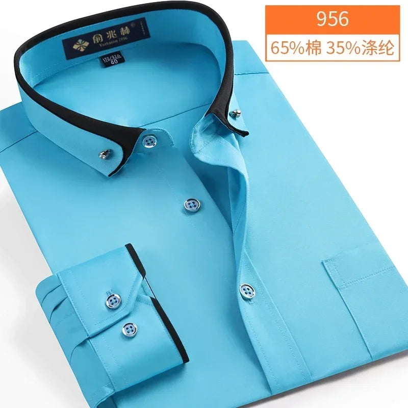 new arrival Spring commercial easy care shirt male oversize long-sleeve fashion formal high quality plus size M-7XL8XL9XL