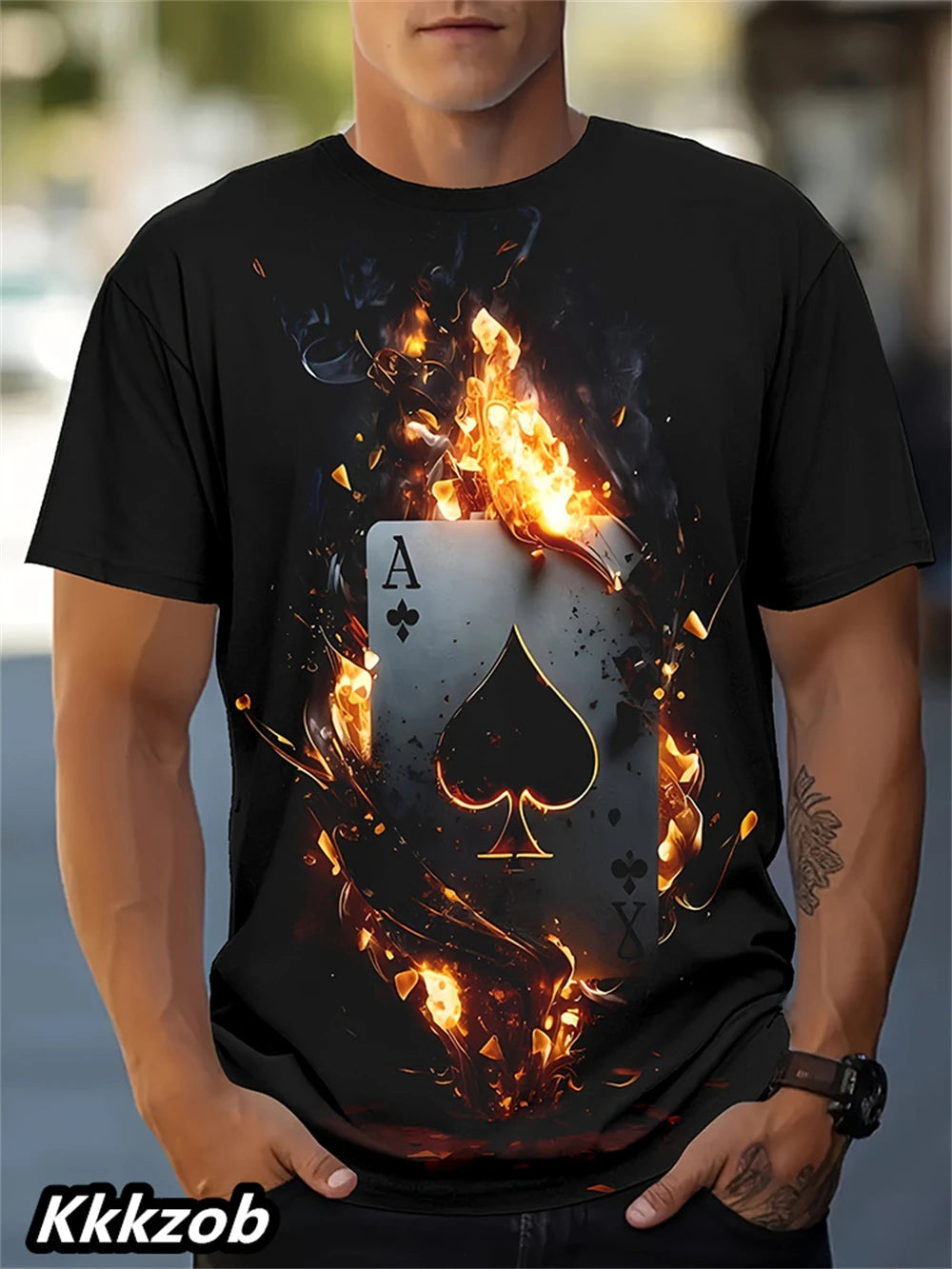 Mens Lion Print Short Sleeve Crew Neck T-Shirt Soft Breathable Casual Wear Outdoor Activities Summer Essential Clothing Tshirts