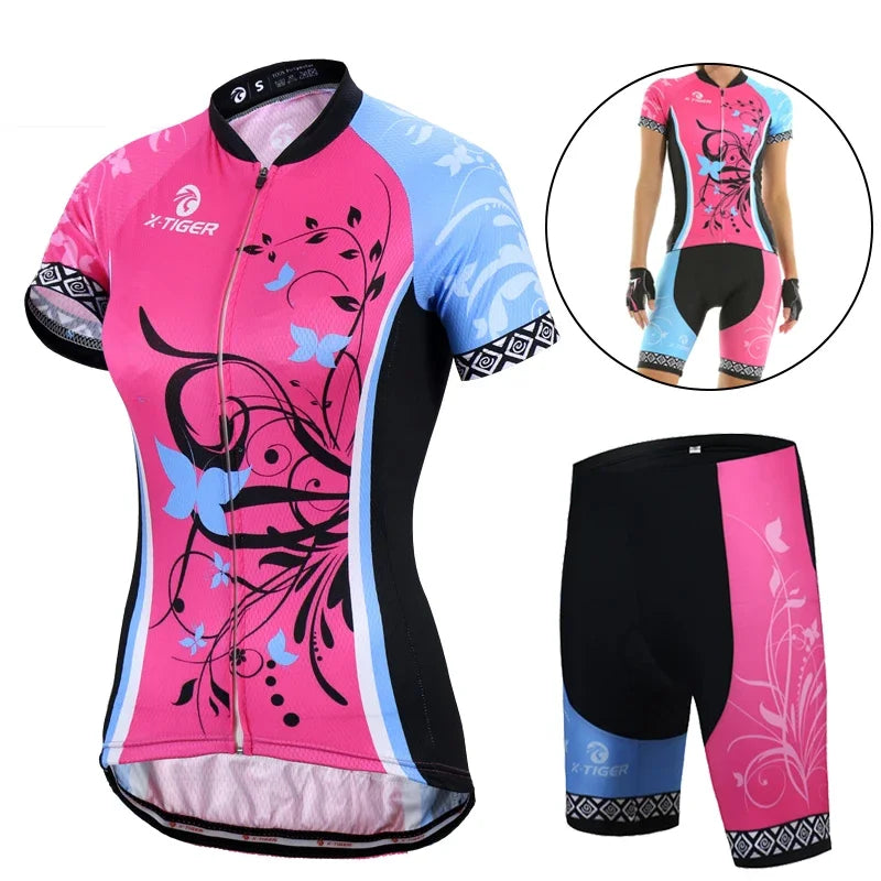 X-Tiger Pro Women Cycling Jerseys Sets MTB Bike Cycling Clothing Breathable Mountian Bicycle Clothes Summer Bike uniform Wear