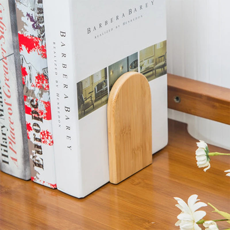 Nature Bamboo Desktop Organizer Bookends Book Ends Stand Holder Shelf Bookrack