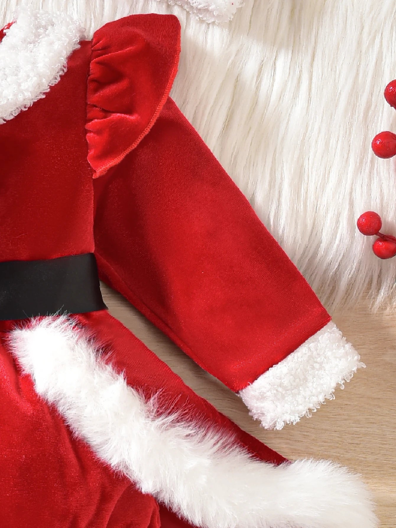 Baby Girl Christmas Costumes Plush Velvet Red Santa Claus Bodysuit Dresses For Newborns With Hat My First New Year Baby Clothes