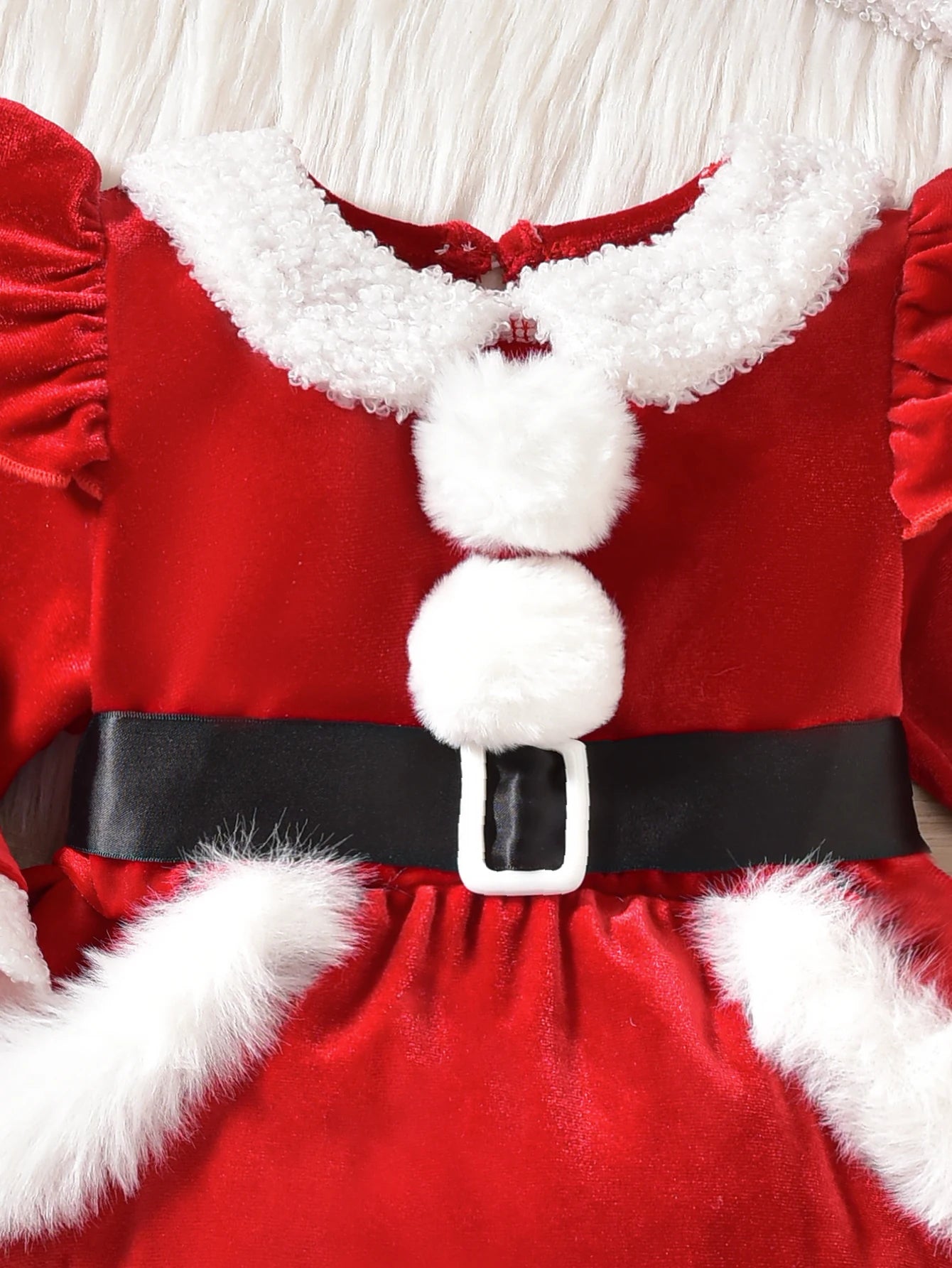 Baby Girl Christmas Costumes Plush Velvet Red Santa Claus Bodysuit Dresses For Newborns With Hat My First New Year Baby Clothes