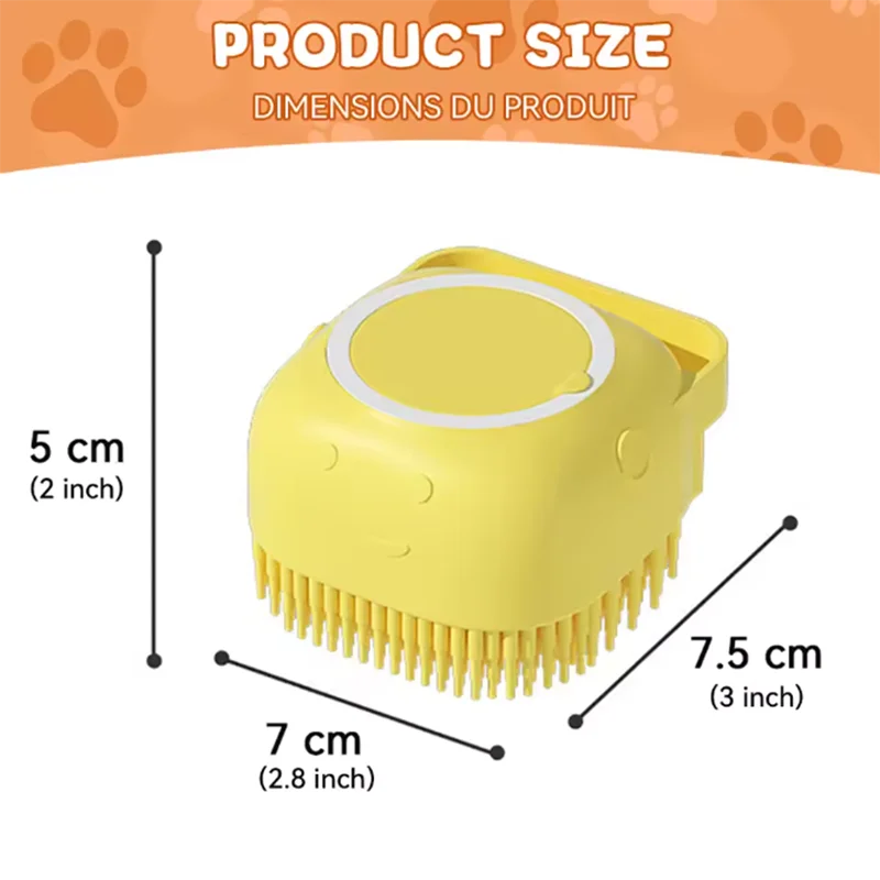 Pet Dog Shampoo Brush 2.7oz 80ml Cat Massage Comb Grooming Scrubber for Bathing Short Hair Soft Silicone Rubber For Puppy Kitten