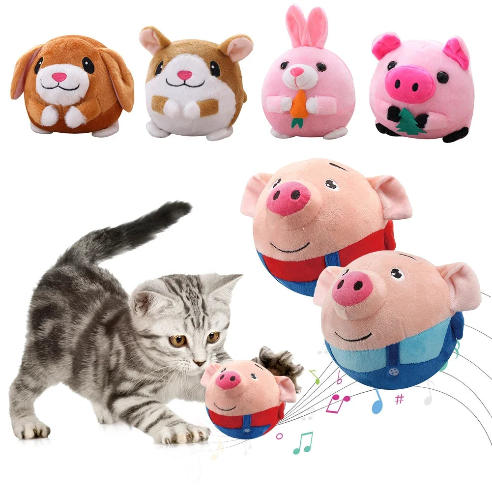 Electronic Pet Dog Toy USB Plush Automatic Bouncing Toy Vibration Ball Bite Puppy Ball Pet Plush Sing Chewing Squeaker Dog Toy
