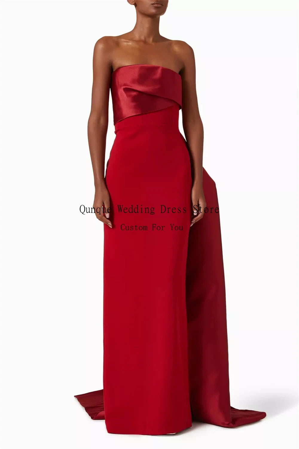 Qunque Mermaid Prom Dresses for Women Off Shoulder Satin Pleat Customized Evening Dresses Wedding Guest Dress Vestidos De Gala