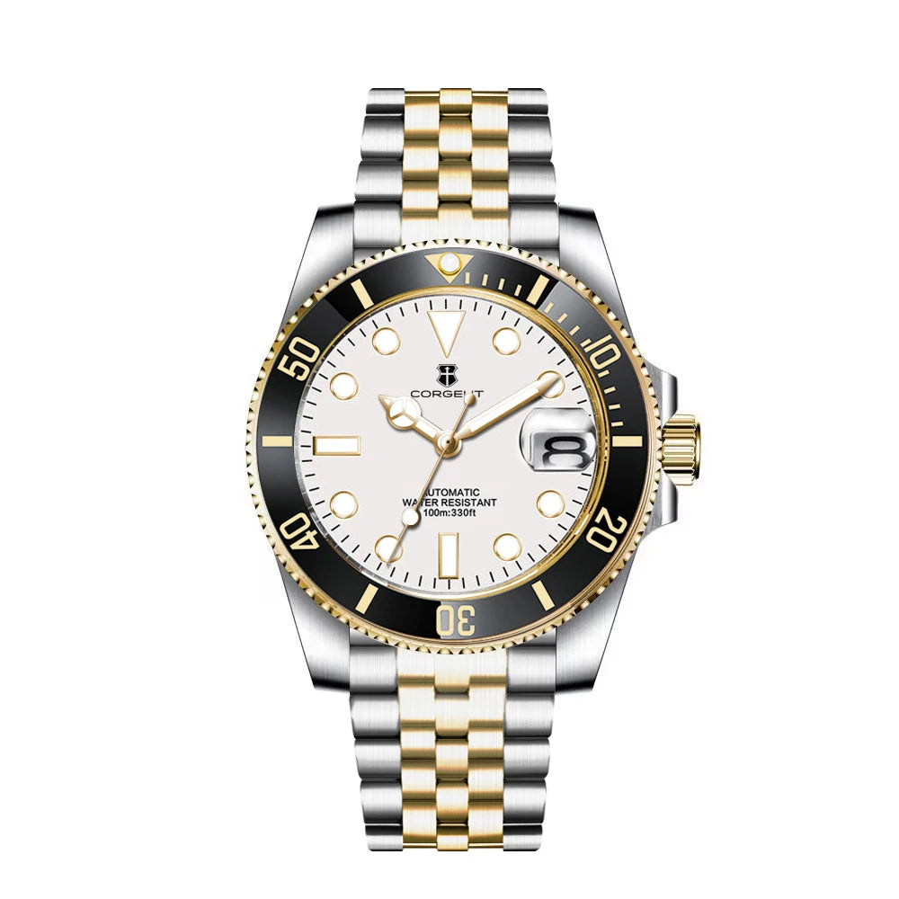 40mm Corgeut Watch Man100M Waterproof Sapphire Glass Two Tone Gold nh35 Mechanical Automatic Wristwatches for Men Reloj 40MM