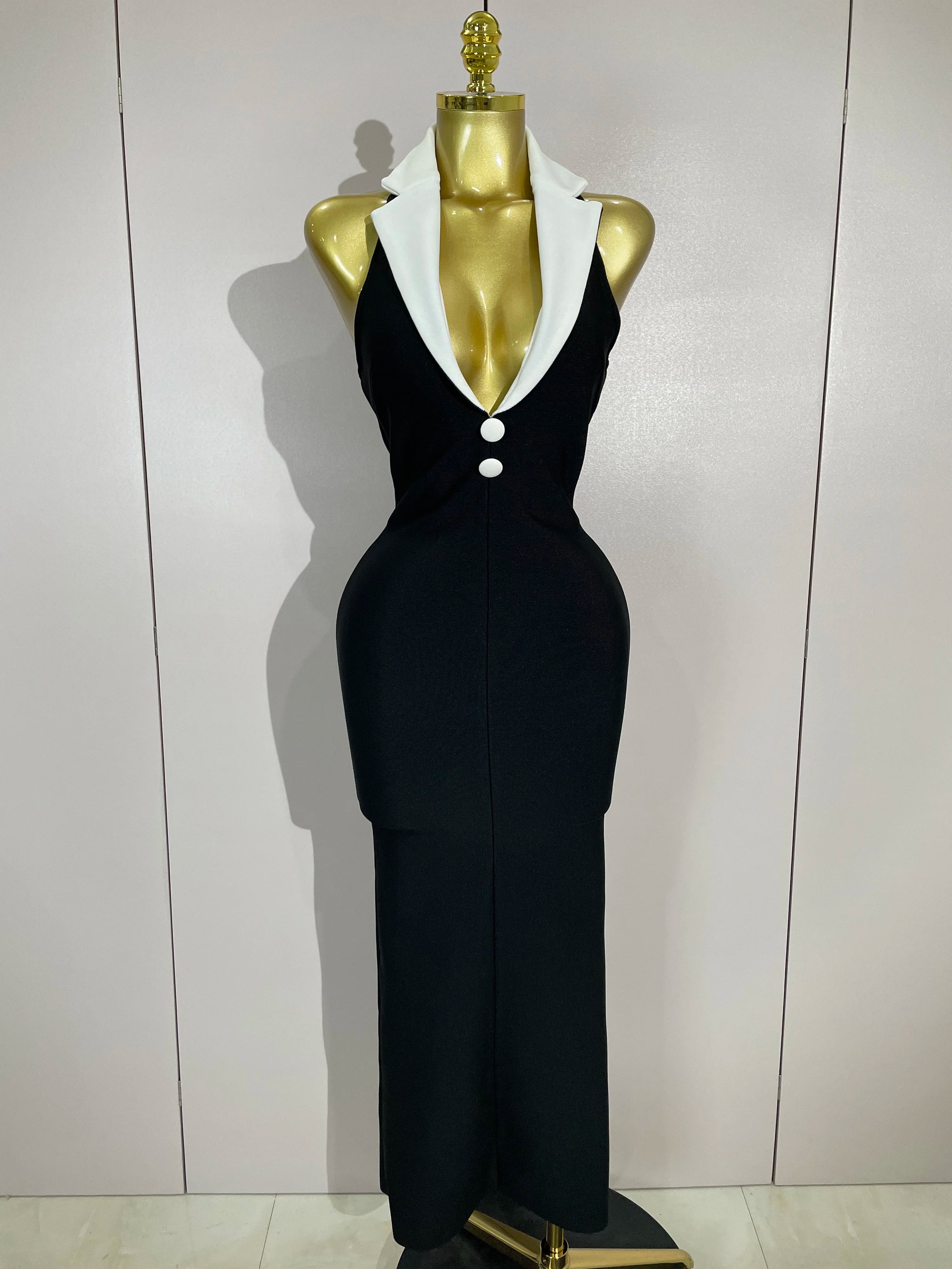 Women Sexy Halter Backless Sleeveless Bodycon Maxi Dress Celebrity Elegant Gown  Club Birthday Evening Party Wedding Dresses