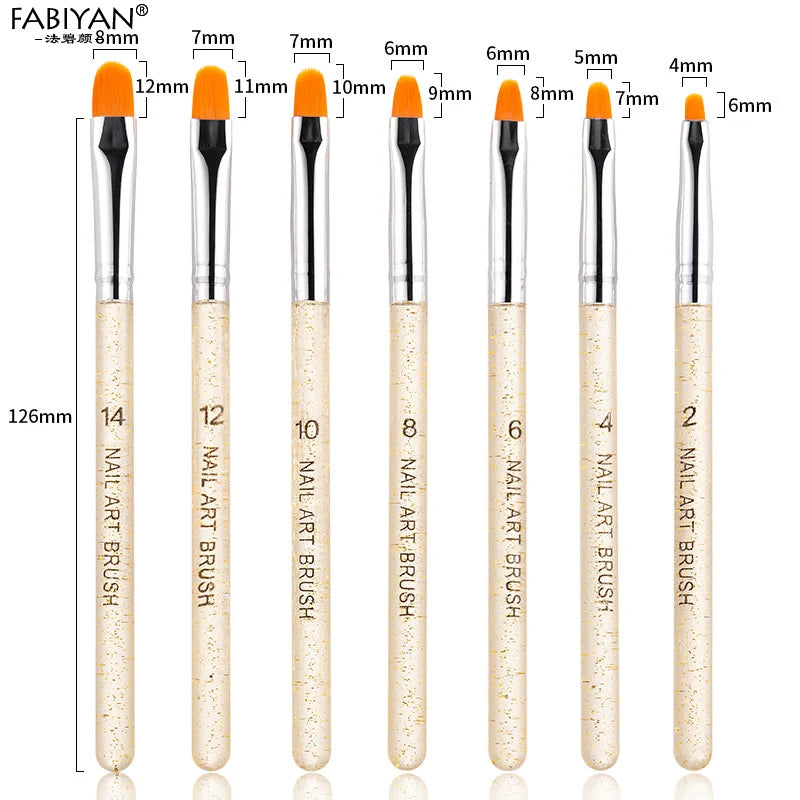 3/7Pcs Professional Manicure UV Gel Brush Pen Transparent Acrylic Nail Art Painting Drawing Brush Phototherapy Tools