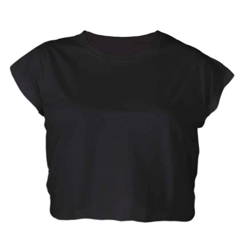Woman Clothes Summer 2026 O-neck Batwing Sleeve Crop Top Solid Color Loose Female Clothing Sexy Y2k T-shirt Comfortable Elastic