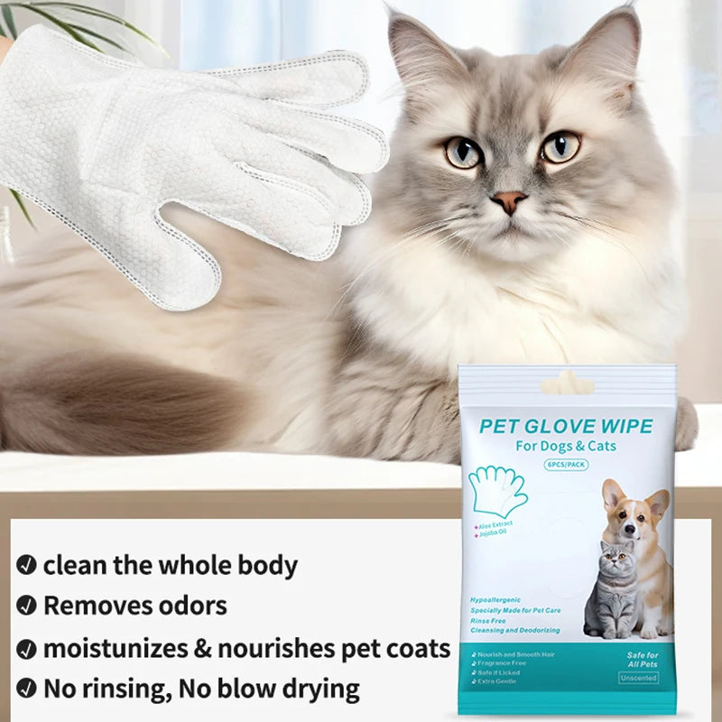 Pet Wash-Free Gloves Cat Bath Deodorant Wipes Disposable Cleaning Dry Cleaning Dog Wipes Gentle And Convenient Gloves