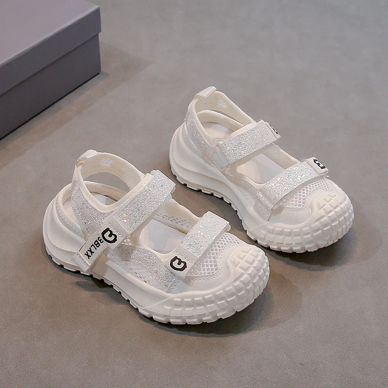 Summer Girls' Sports Sandals Comfortable and Soft Non-Slip and Breathable Outdoor Sports Sandals with Rhinestone Decorations