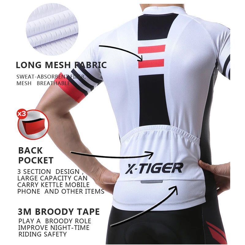 X-Tiger Cycling Sets Bike uniform Summer Cycling Jersey Set Road Bicycle Jerseys MTB Bicycle Wear Breathable Cycling Clothing