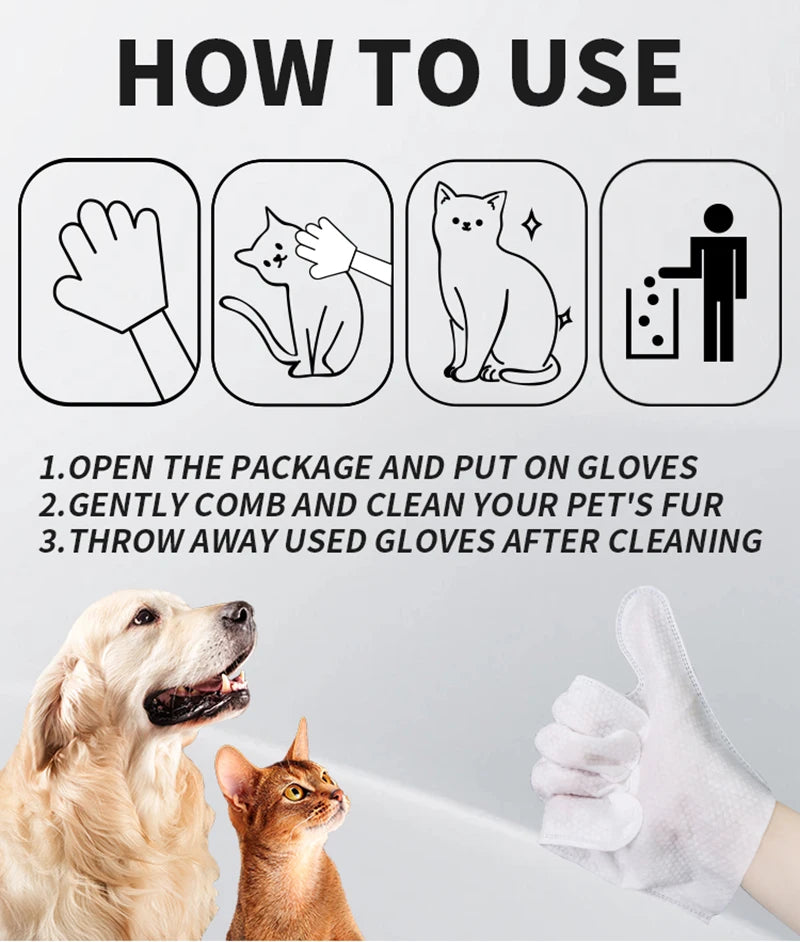 Pet Wash-Free Gloves Cat Bath Deodorant Wipes Disposable Cleaning Dry Cleaning Dog Wipes Gentle And Convenient Gloves