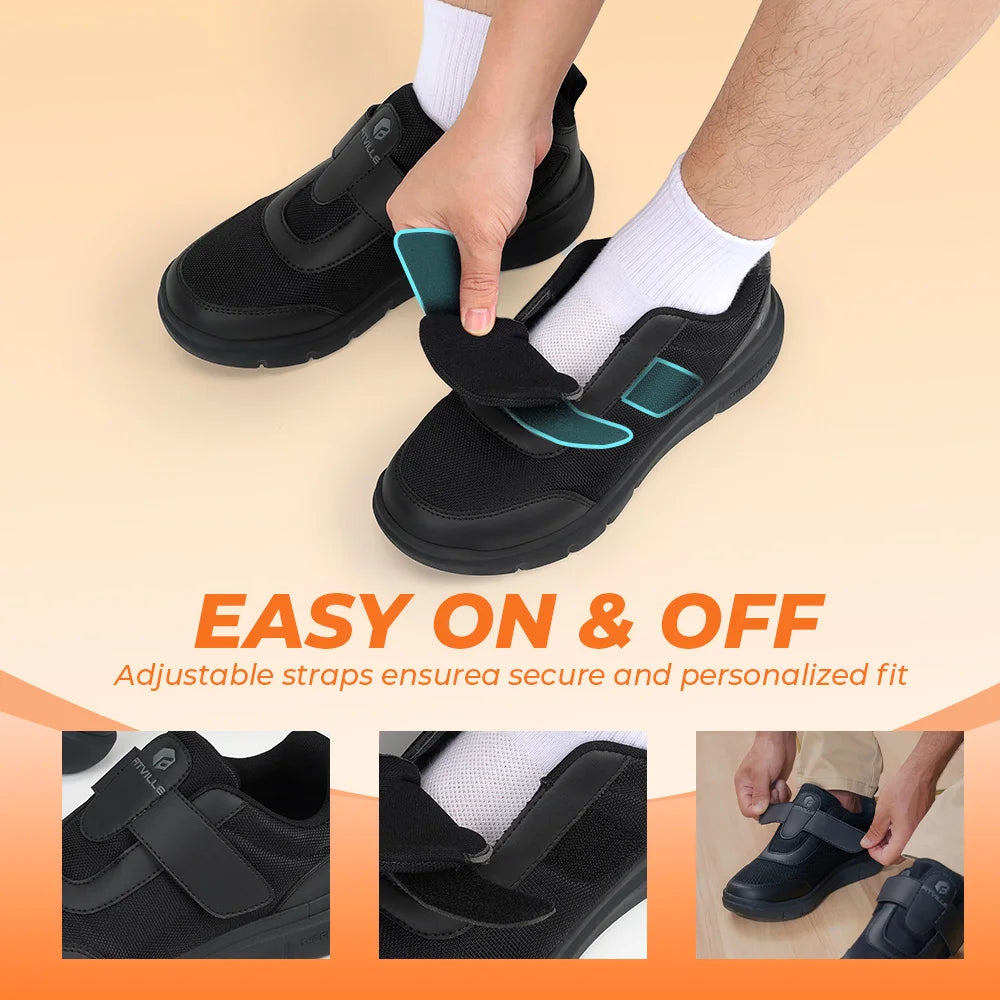 FitVille Diabetic Shoes Mens Extra Wide Width for Swollen Feet Neuropathy Diabetic Pain Relief Lightweight Walking Casual Shoes