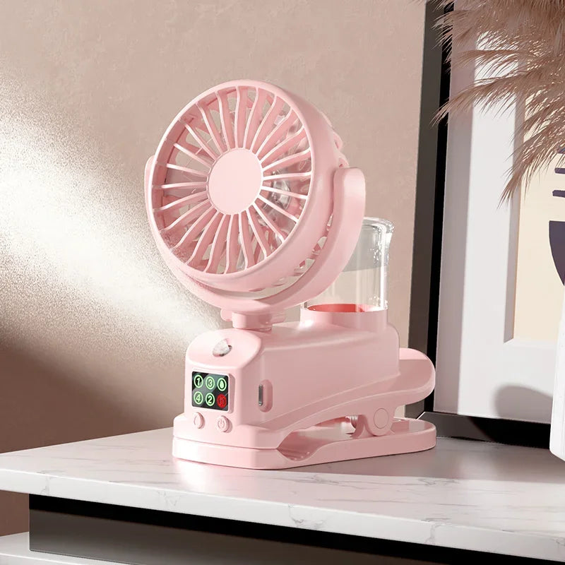 New Mini Fan Refrigerating Clip Spray Fan Rechargeable Office Dormitory Outdoor Multi-Functional Desktop Clip Fan Moisturizing