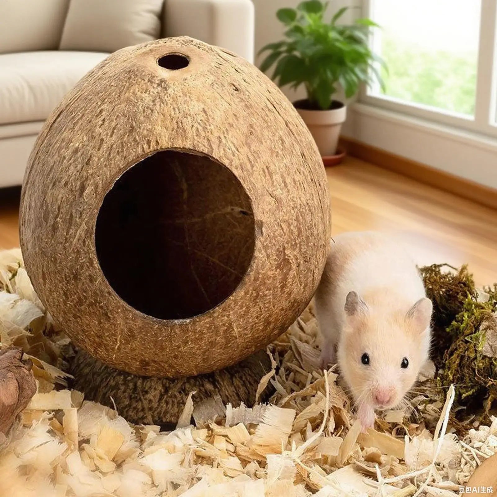 Hamster House Small Pet Nest Shelter Warm Chewing Teeth Coconut Shell Hamster Nest Pet House for Golden Bear Dutch Rat Squirrel