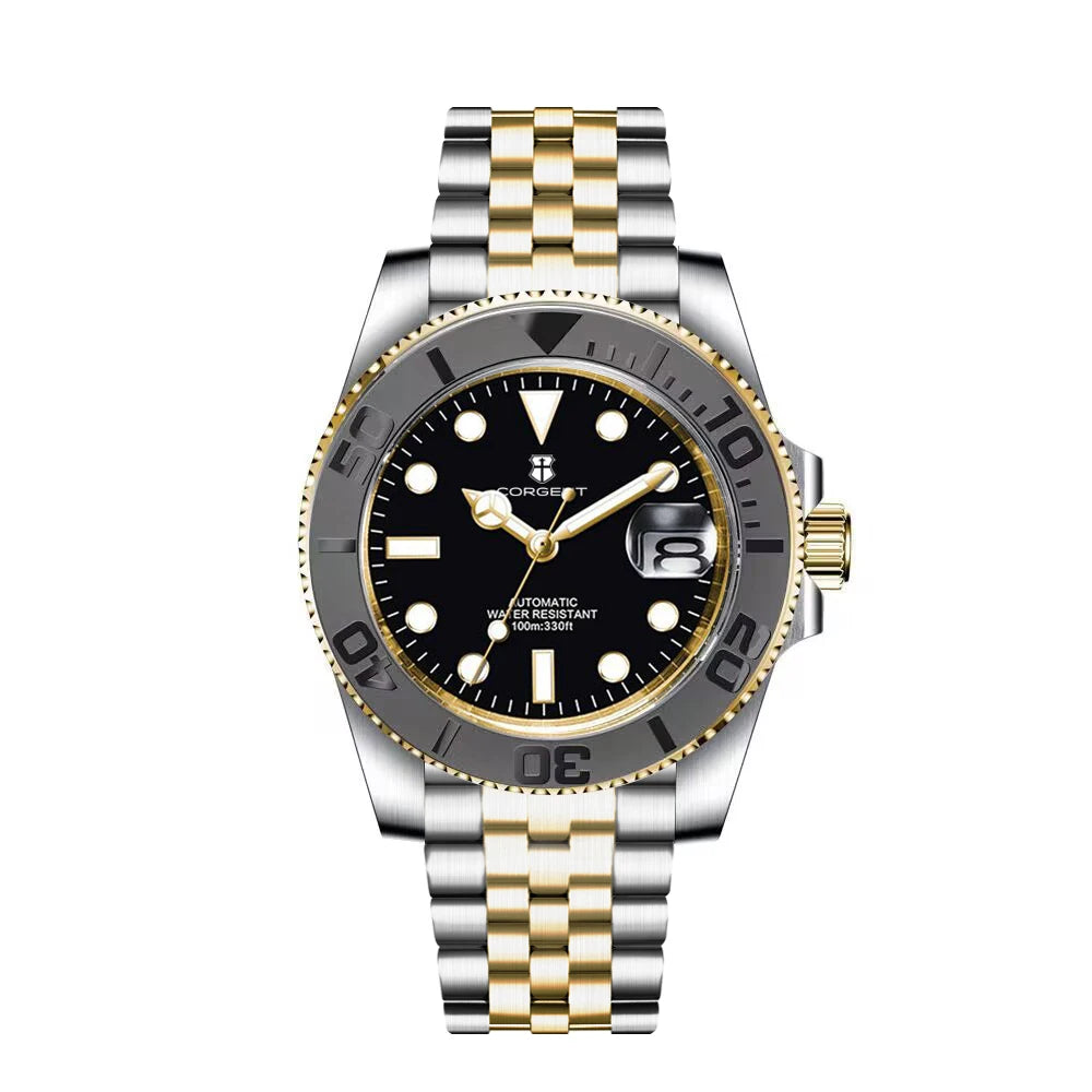 40mm Corgeut Watch Man100M Waterproof Sapphire Glass Two Tone Gold nh35 Mechanical Automatic Wristwatches for Men Reloj 40MM
